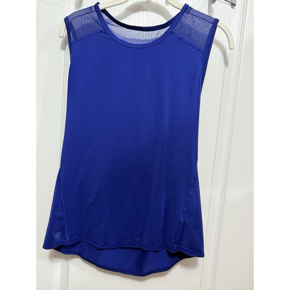 Athleta Shirt Womens XS Royal Blue Mesh Back Muscle Tank Top Athleisure Gorpcore